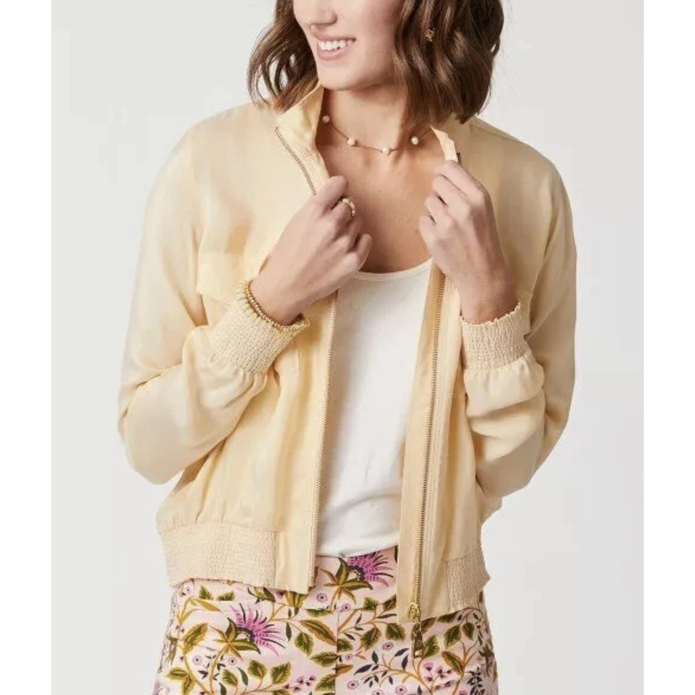SPARTINA 449 Charleigh Jacket Women Sz M‎ Wheat Lightweight Summer Bomber Zip Up